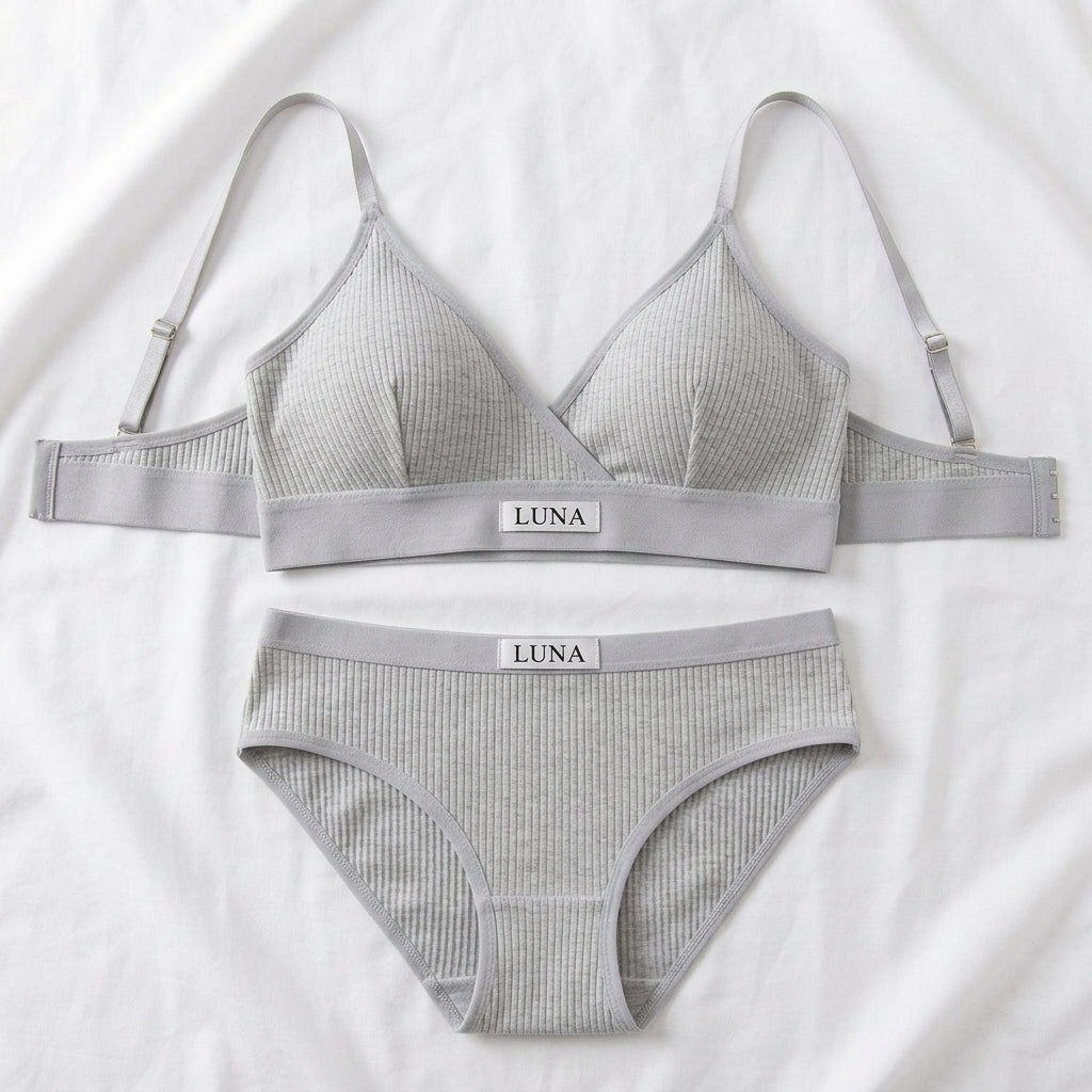 Fashion Ribbed Bra & Brief Set — Casual Comfort