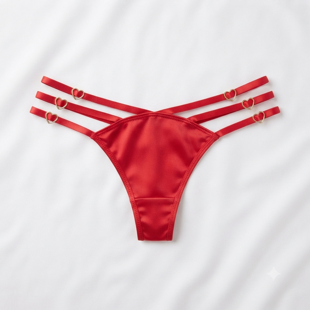 Nudra Gold Heart Ring Thong Bundle light colors detail view - Nudra Pakistan