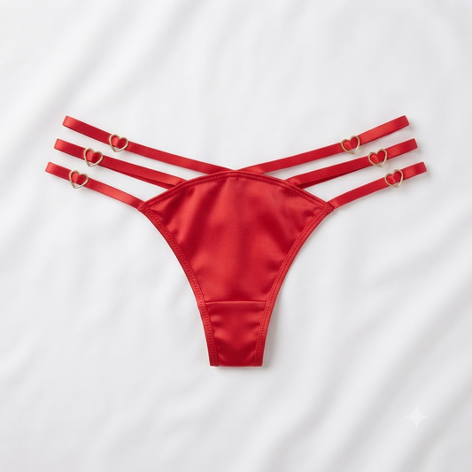 Nudra Gold Heart Ring Thong Bundle light colors detail view - Nudra Pakistan