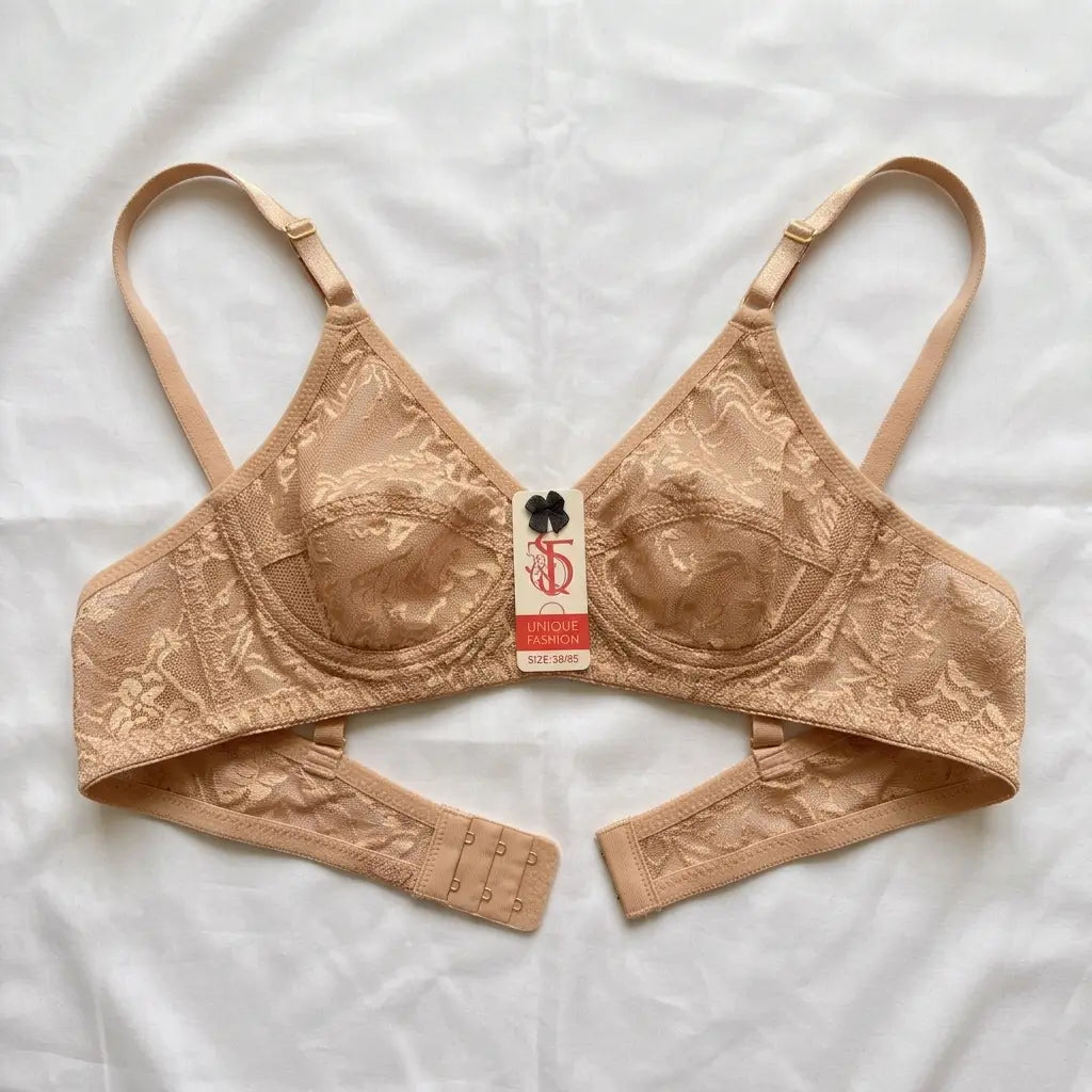 Nudra Full Lace Plunge Non Padded Bra Bundle — Pack of 2 (Beige or Black)