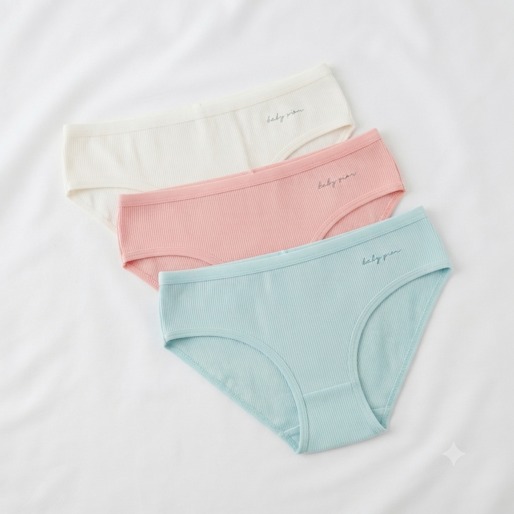 Nudra Ribbed Cotton Brief Bundle pack of 3 light colors front view - Nudra Pakistan