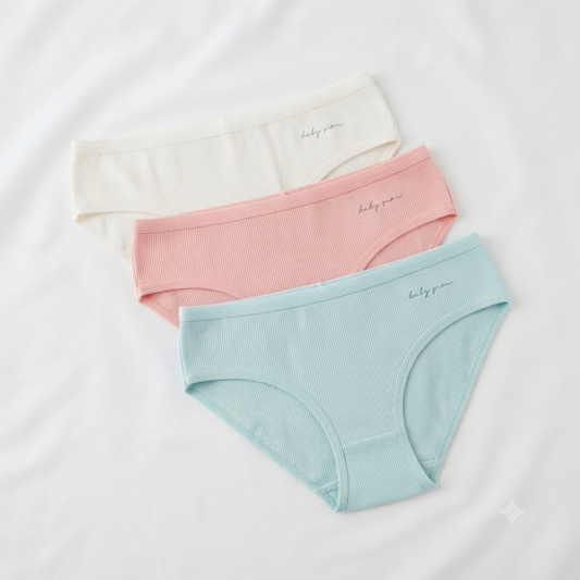 Nudra Ribbed Cotton Brief Bundle pack of 3 light colors front view - Nudra Pakistan