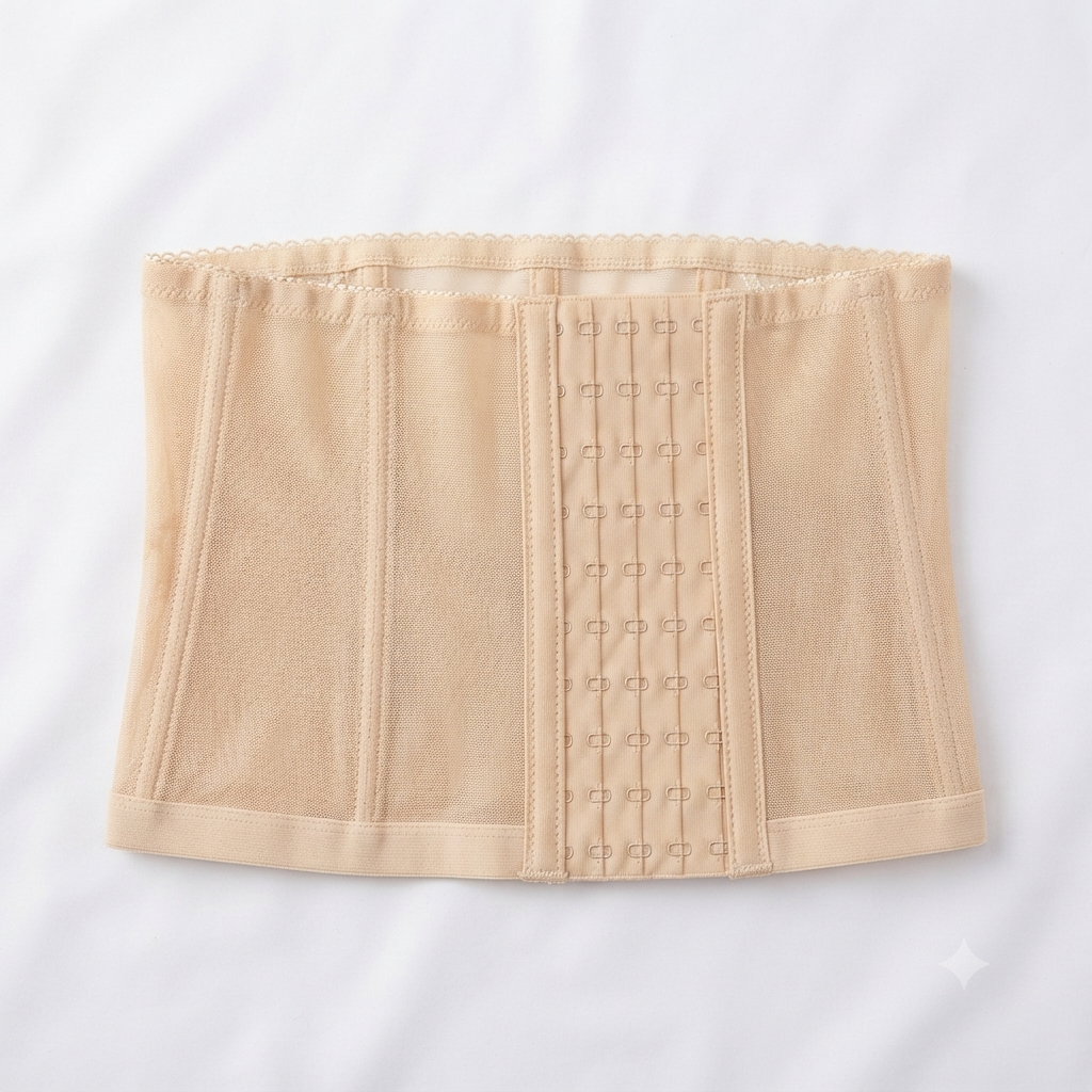 Beige Nudra Lace Trim Waist Cincher Belt firm control - Nudra Pakistan