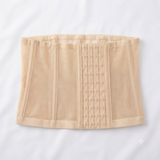 Beige Nudra Lace Trim Waist Cincher Belt firm control - Nudra Pakistan