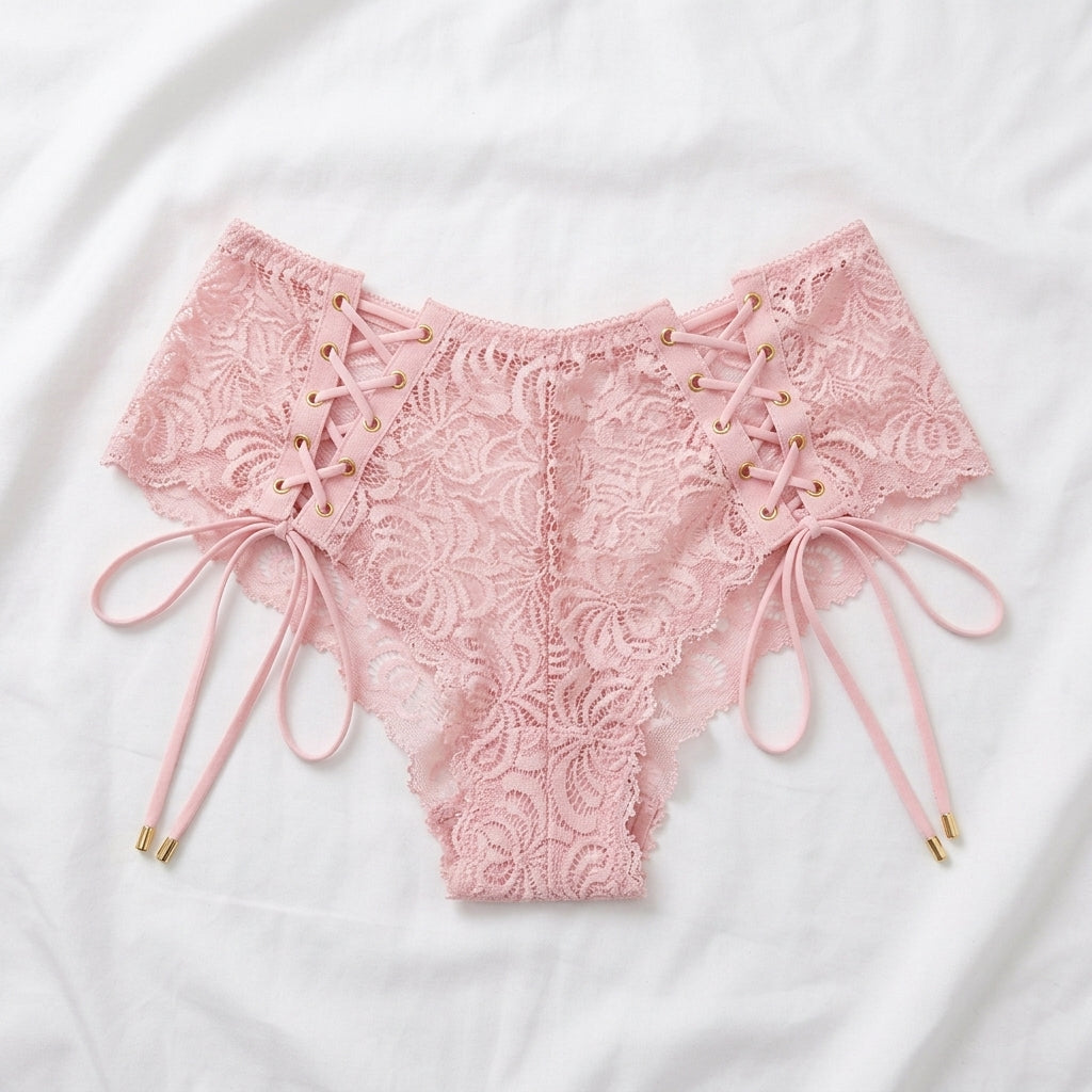 Aosi Rose Lace-Up Bikini Brief — Full Lace