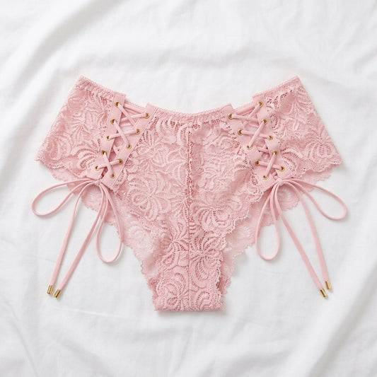 Aosi Rose Lace-Up Bikini Brief — Full Lace