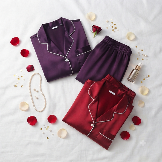 Nudra Satin Night Suit Bundle Pack of 2 random colors - Nudra Pakistan