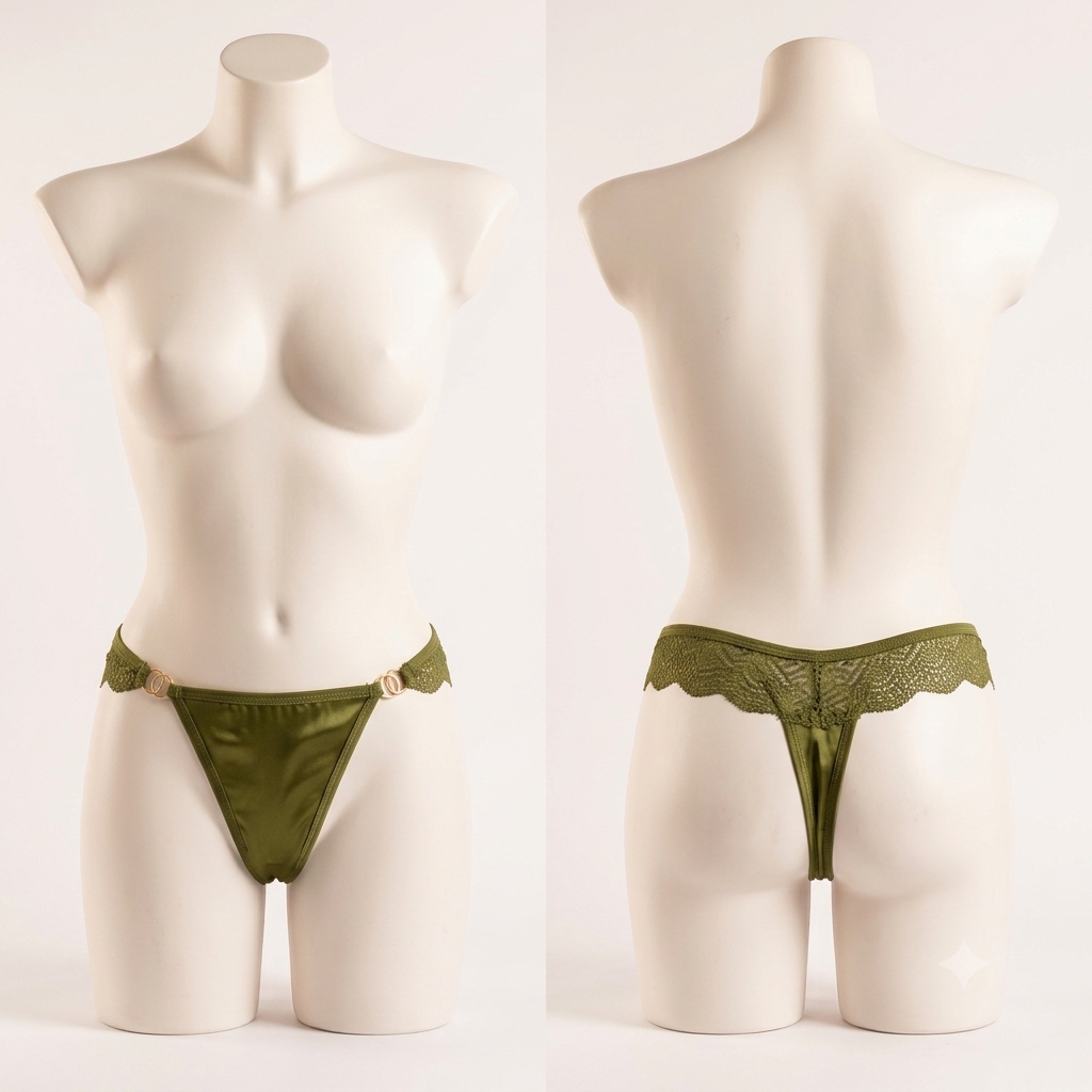 Aosi Rose Lace Thong — Gold Ring Accent
