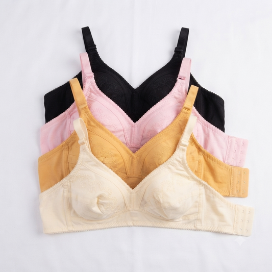 Nudra Cotton Embroidered Everyday Bra Bundle pack of 2 front view - Nudra Pakistan