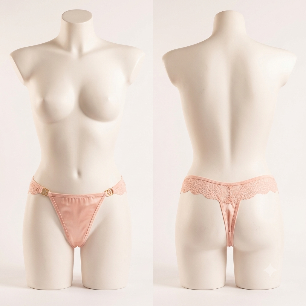 Aosi Rose Lace Thong — Gold Ring Accent