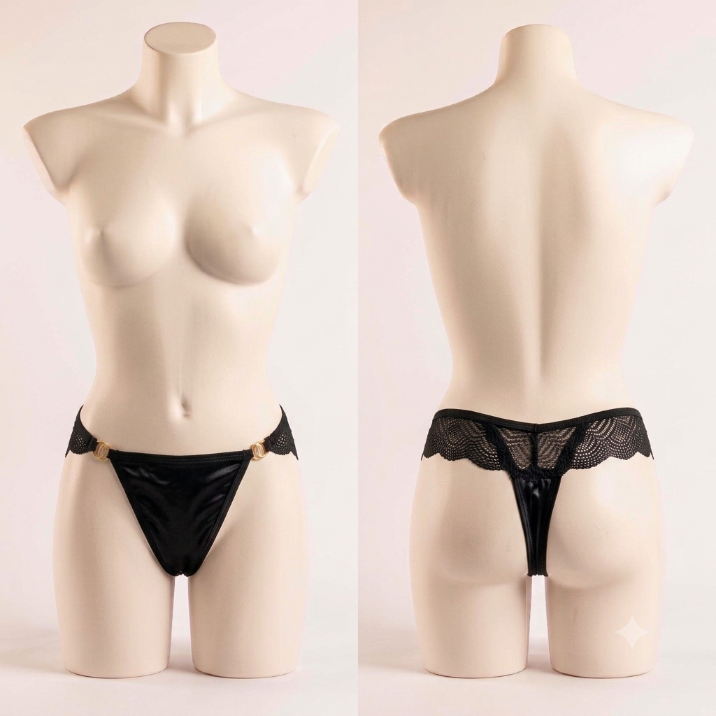 Aosi Rose Trim Thong — Gold Ring Accent