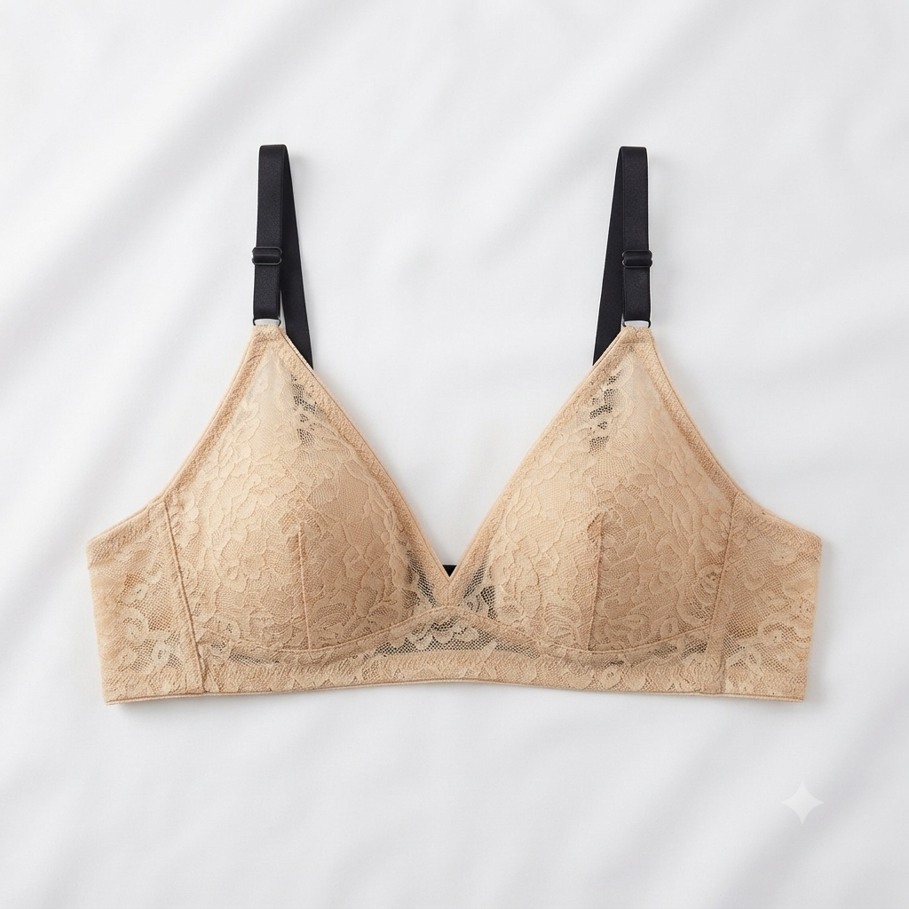 Nudra Full Lace Plunge Bra Bundle — Pack of 3 (Beige & Black)