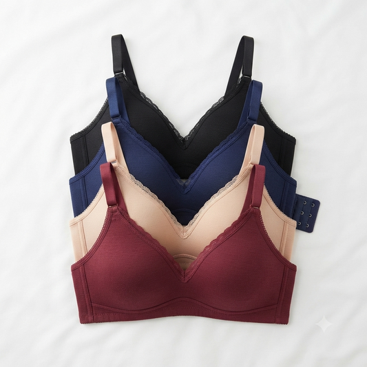 Nudra Premium Jarsi Bra Bundle pack of 2 classic solids front view - Nudra Pakistan