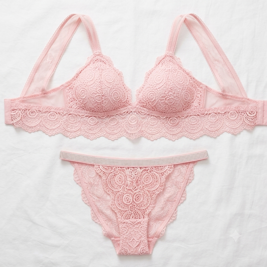 Aosiro Lace Bra & Thong Set — Rhinestone Strap Detail