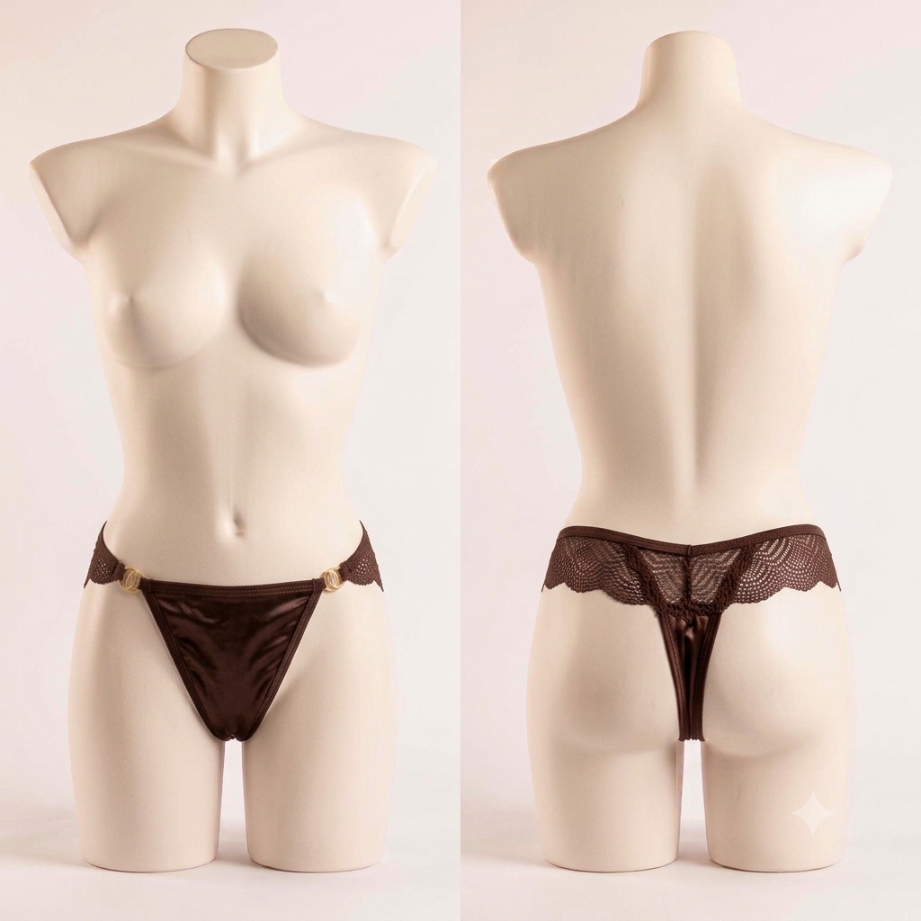 Aosi Rose Trim Thong — Gold Ring Accent