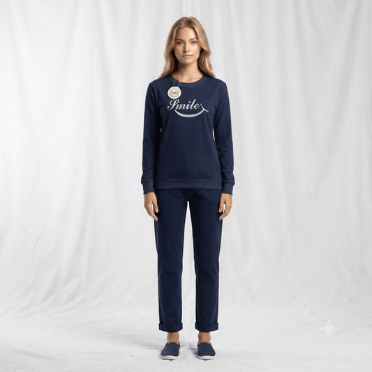 Julie Smile Ultra Soft Ladies Tracksuit Set front view - Nudra Pakistan