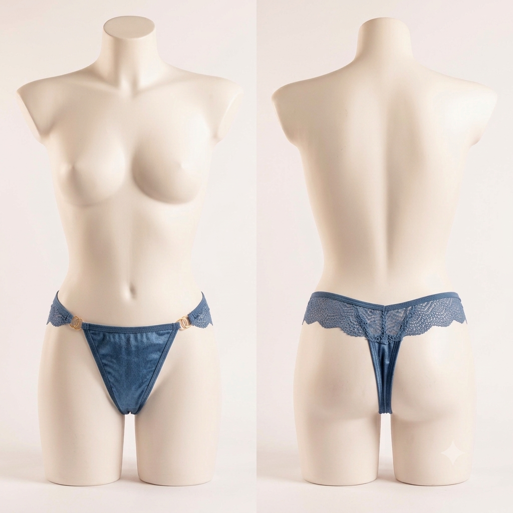 Aosi Rose Lace Thong — Gold Ring Accent