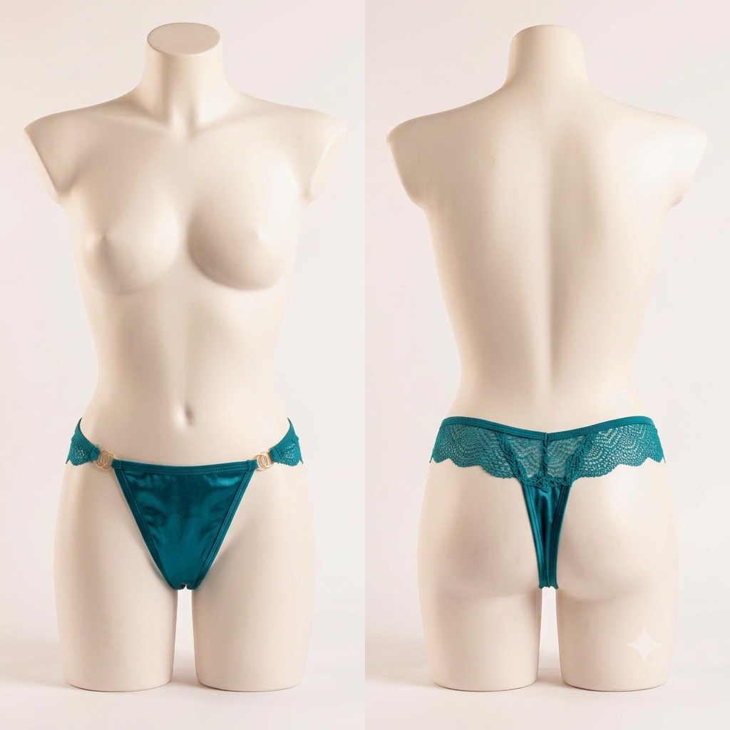 Aosi Rose Lace Thong — Gold Ring Accent