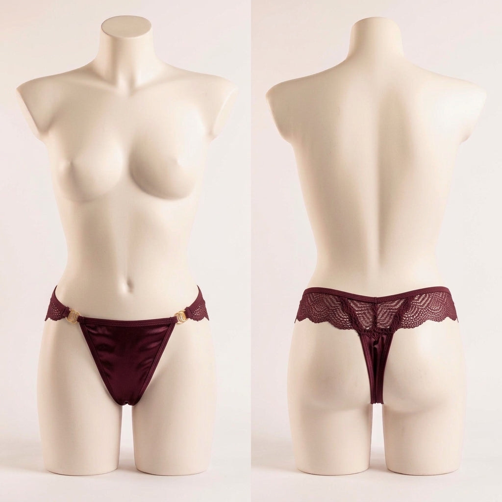 Aosi Rose Trim Thong — Gold Ring Accent