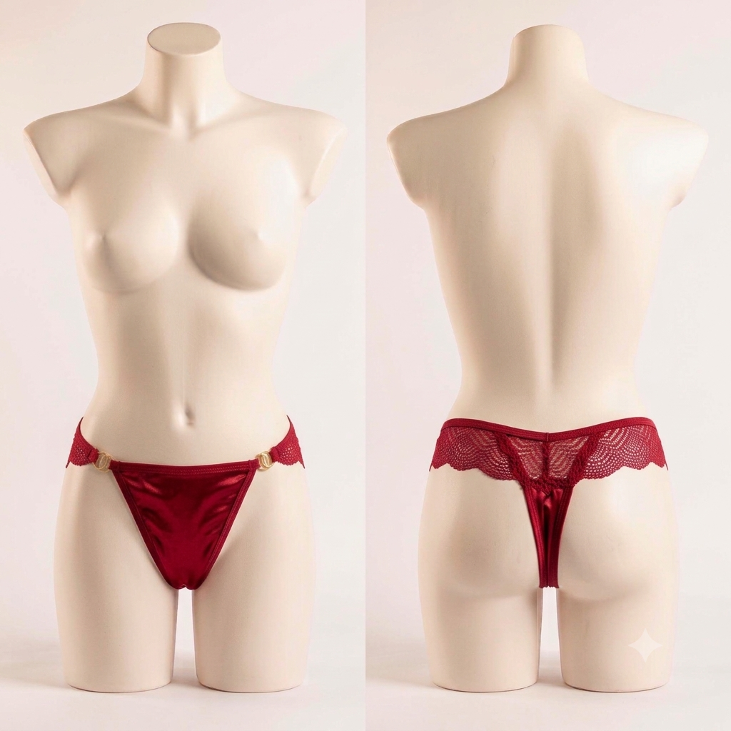 Aosi Rose Trim Thong — Gold Ring Accent