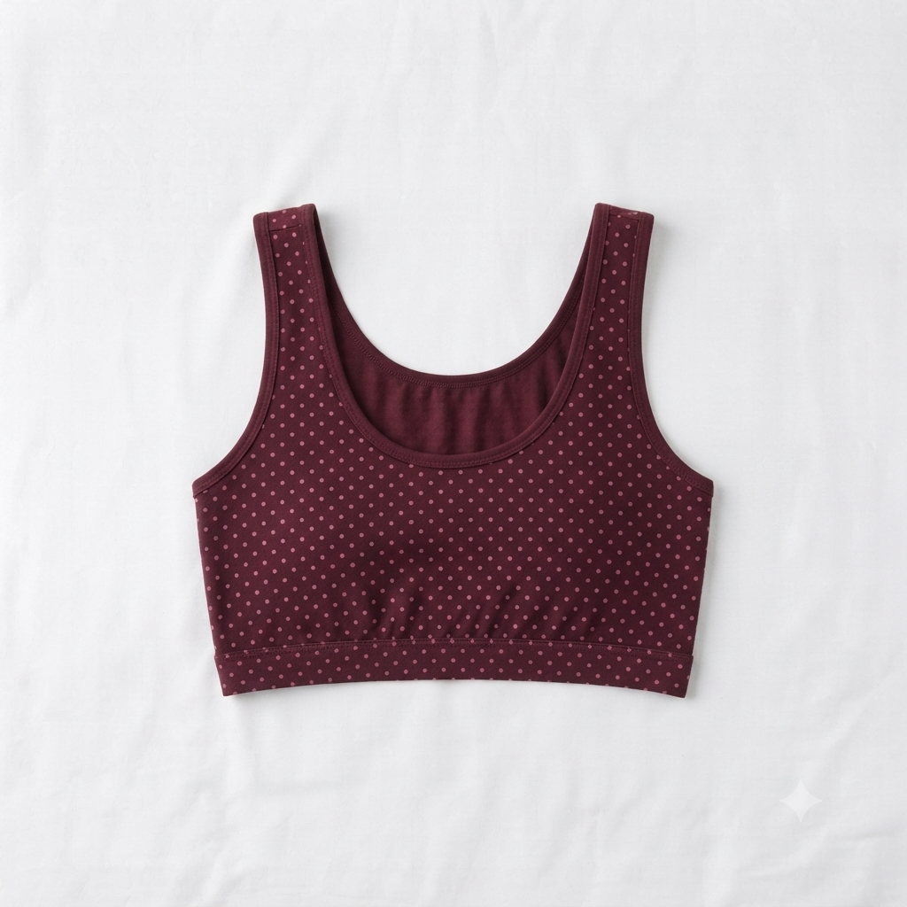 Nudra Polka Dot Cotton Crop Bra Bundle teen girls detail view - Nudra Pakistan