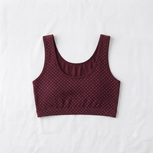 Nudra Polka Dot Cotton Crop Bra Bundle teen girls detail view - Nudra Pakistan