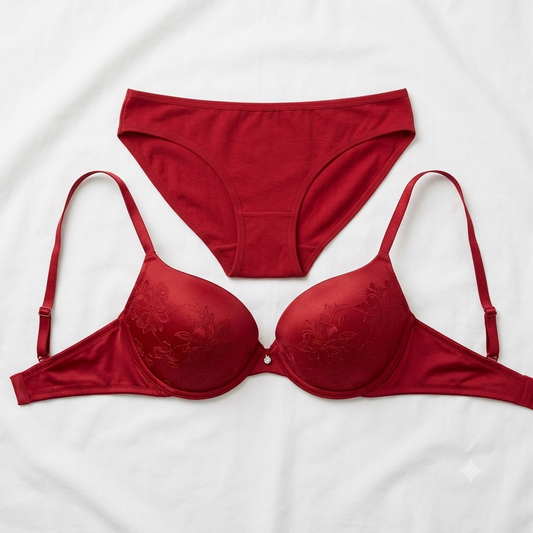 GiRuFang Exalted Elegance Bra & Brief Set — Bold Red