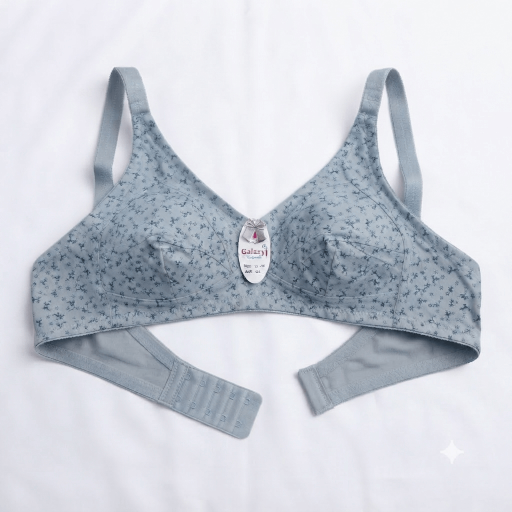 Grey Galaxy Original Floral Print Non-Wired Everyday Bra - Nudra Pakistan