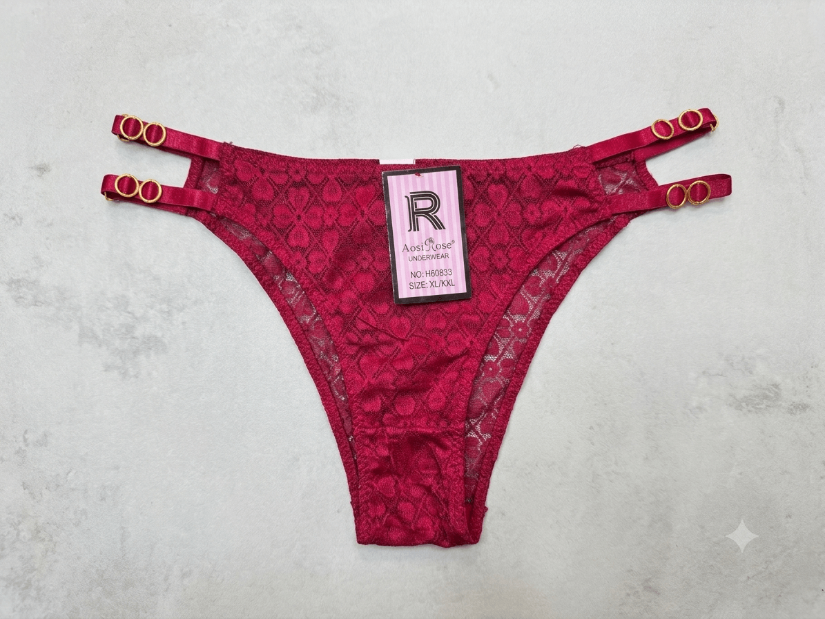 Aosi Rose Strappy Lace Panty — Multi-Strap O-Ring Design