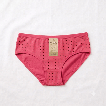 Hot Pink China Dot Design Curve and Comfort Cotton Briefs - Nudra Pakistan
