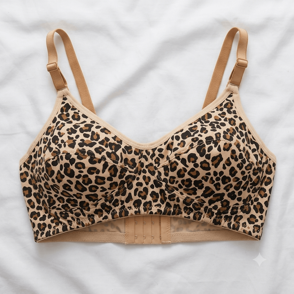 Leopard Print Five Star Wire-Free Comfort Bra - Nudra Pakistan