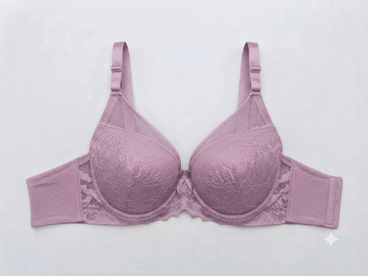 Lychee Nudra Double Padded Ring Push-Up Bra imported lace - Nudra Pakistan