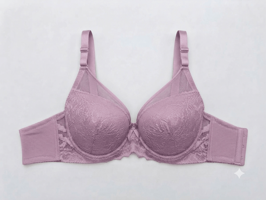 Lychee Nudra Double Padded Ring Push-Up Bra imported lace - Nudra Pakistan