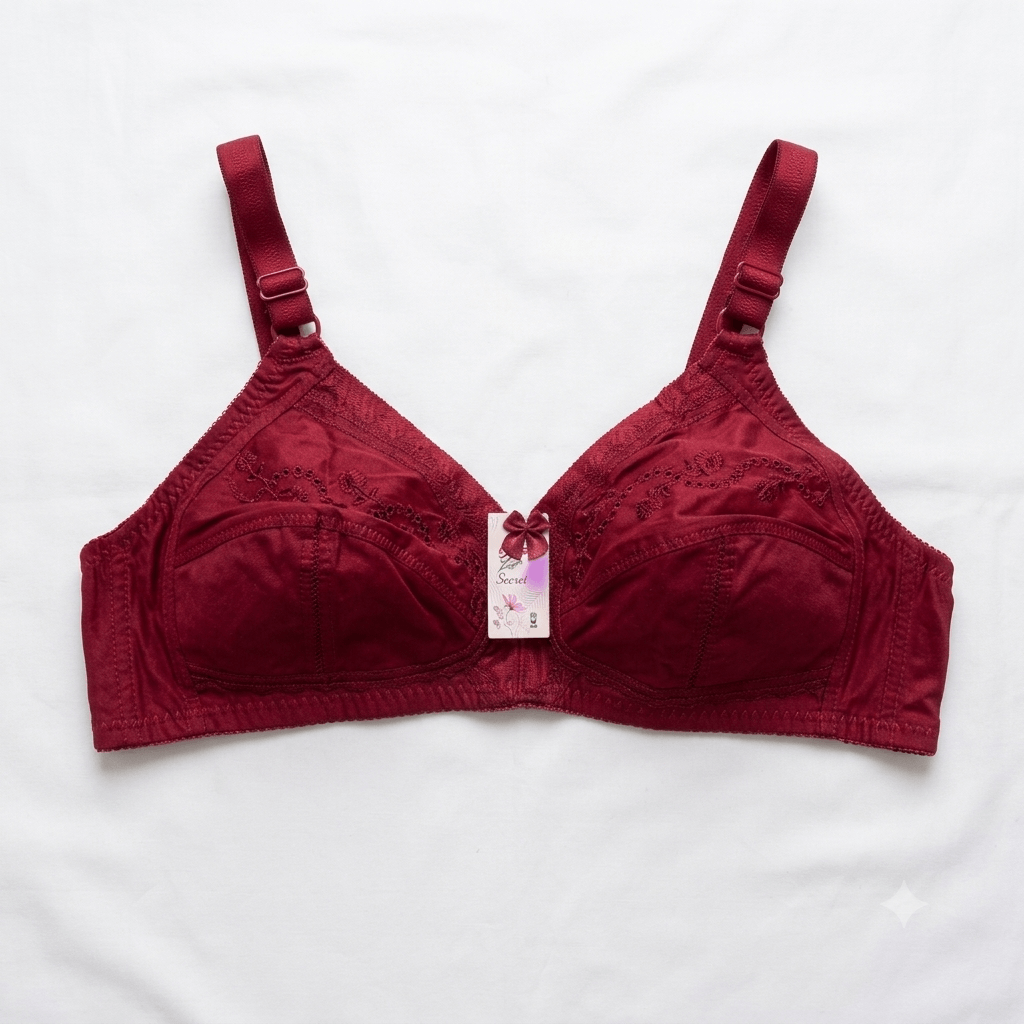 Maroon Secret Lingerie Exclusive Non-Wired Cotton Bra - Nudra Pakistan