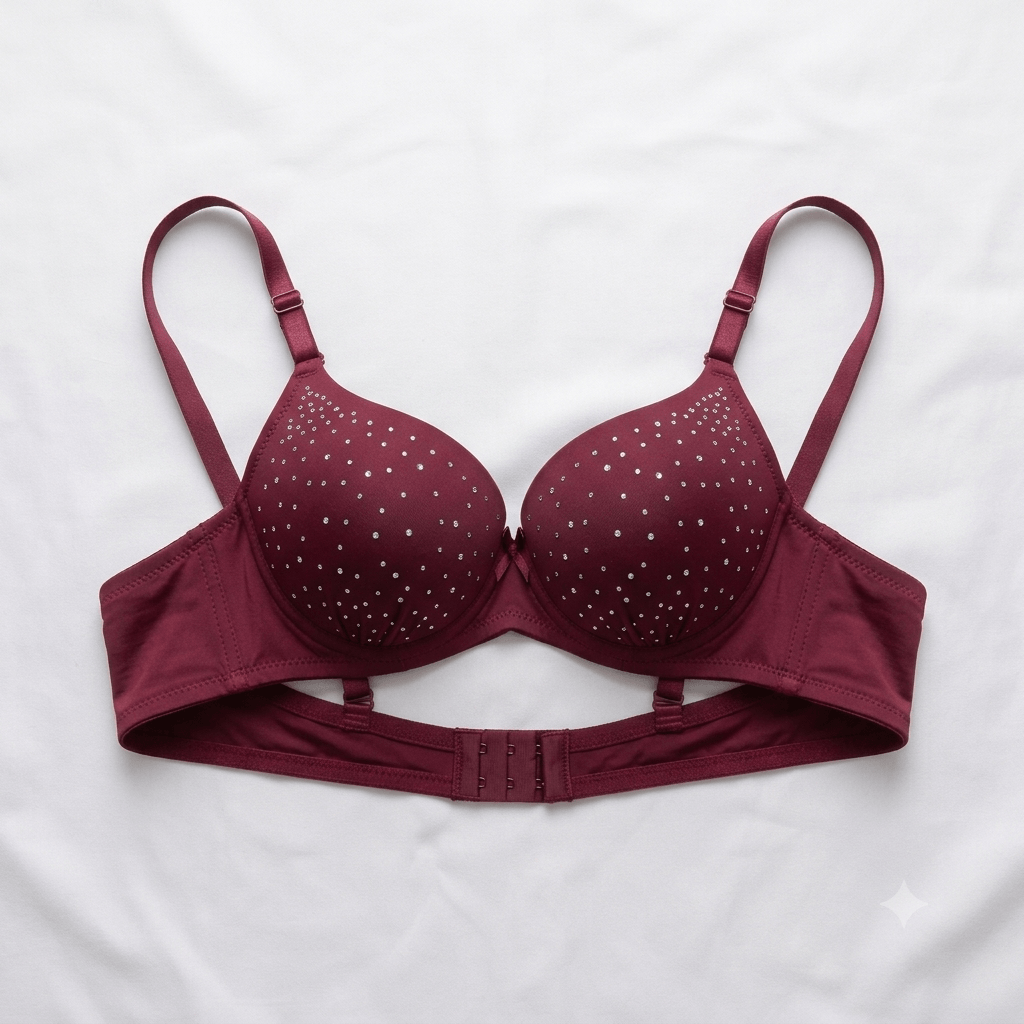 Vip Pink Diamante Studded Double Padded Push-Up Bra