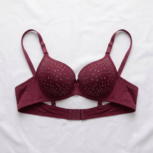 Vip Pink Diamante Studded Double Padded Push-Up Bra