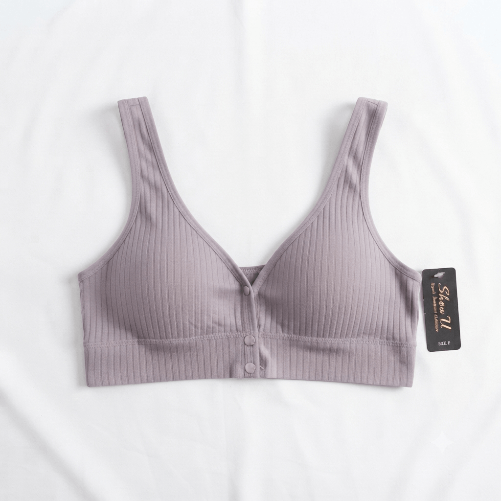 Mint ShowU Front Open Ribbed Lycra Bra non-wired bralette - Nudra Pakistan