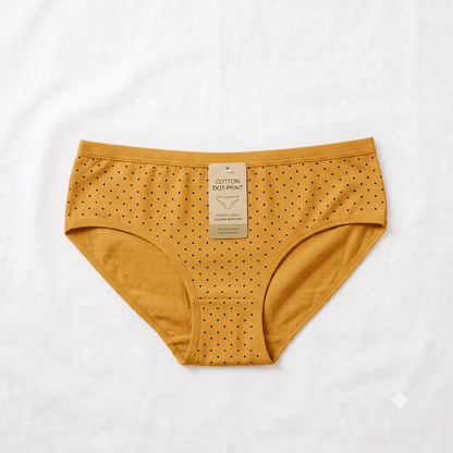 Mustard China Dot Design Curve and Comfort Cotton Briefs - Nudra Pakistan