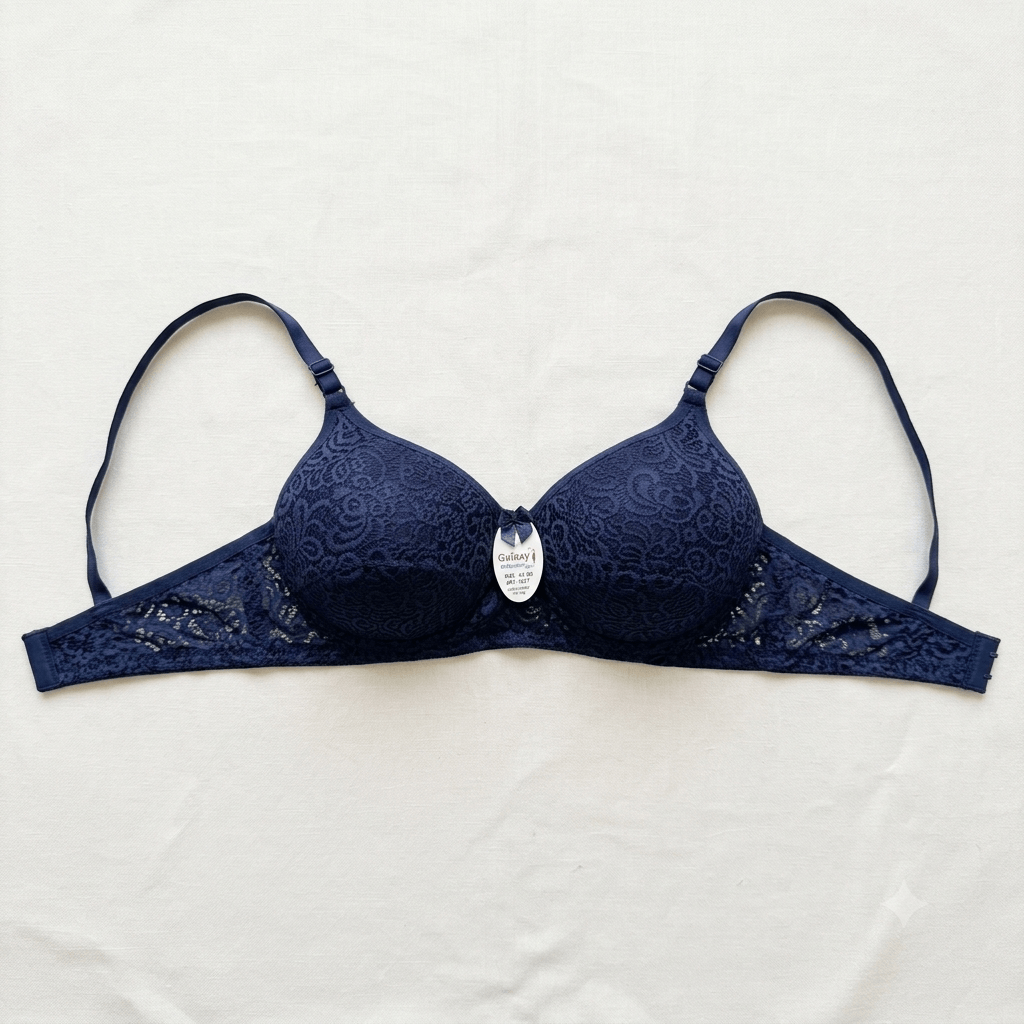 Navy Blue Galaxy Original Light Padded Lace Bra non-wired - Nudra Pakistan