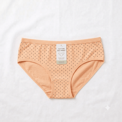 Peach China Dot Design Curve and Comfort Cotton Briefs - Nudra Pakistan