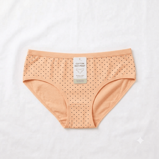 Peach China Dot Design Curve and Comfort Cotton Briefs - Nudra Pakistan
