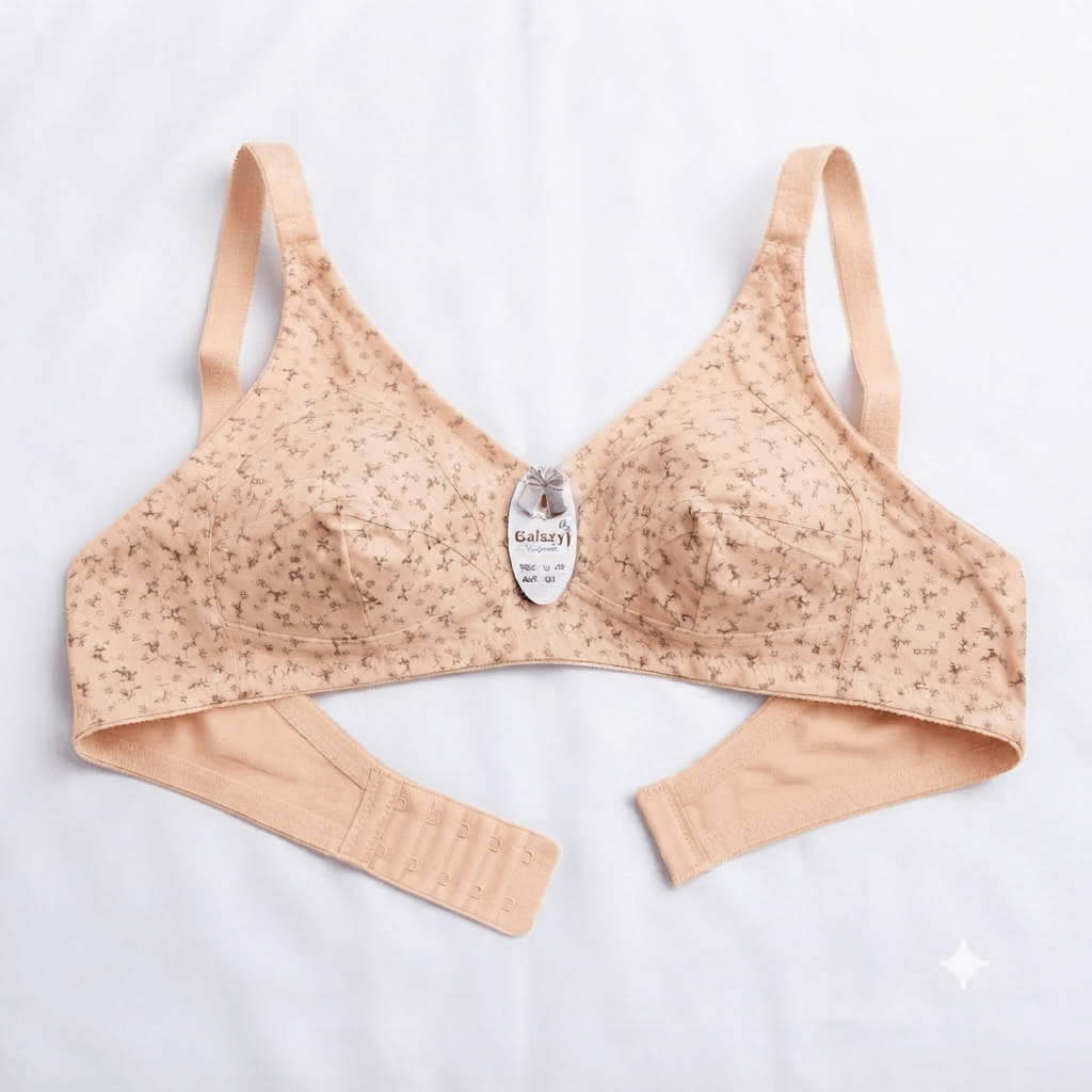 Peach Galaxy Original Floral Print Non-Wired Everyday Bra - Nudra Pakistan