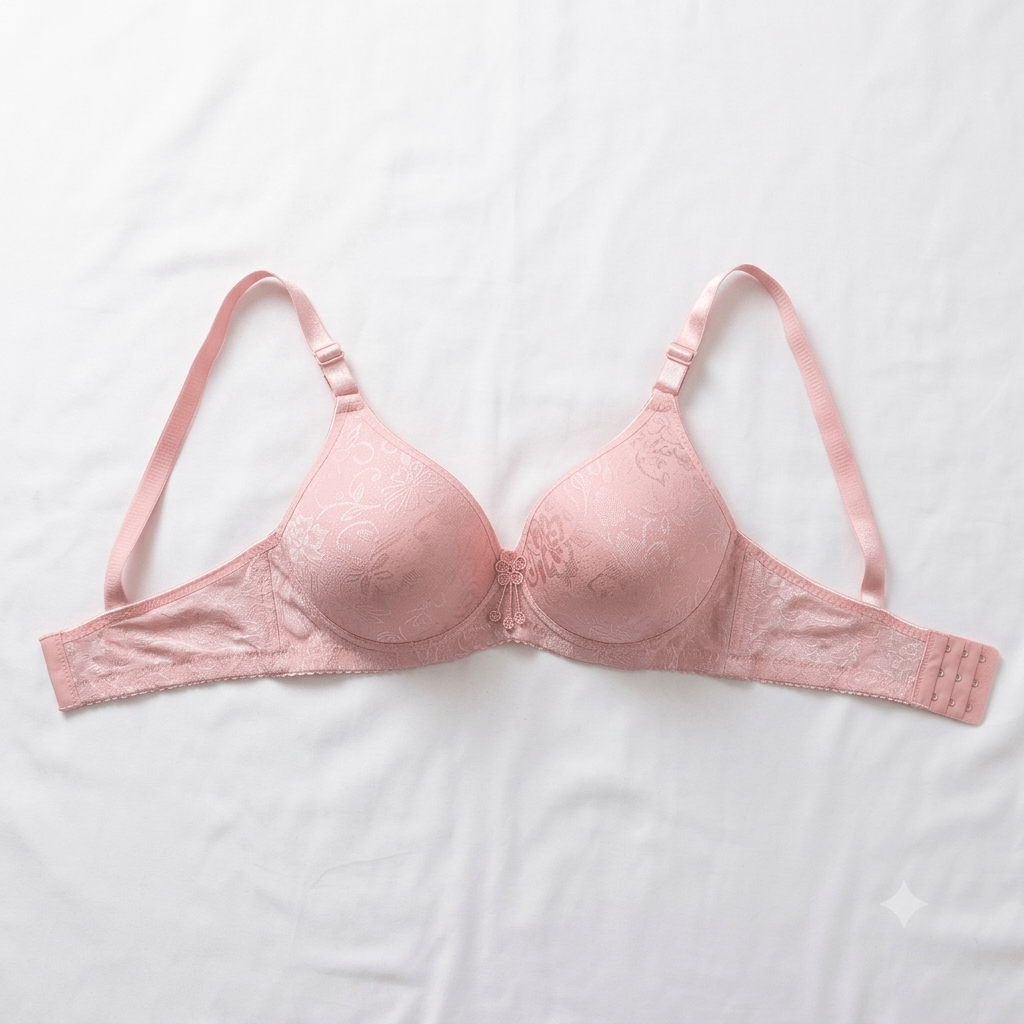 Pink Ao Jiaona Floral Jacquard Padded Underwire Bra - Nudra Pakistan