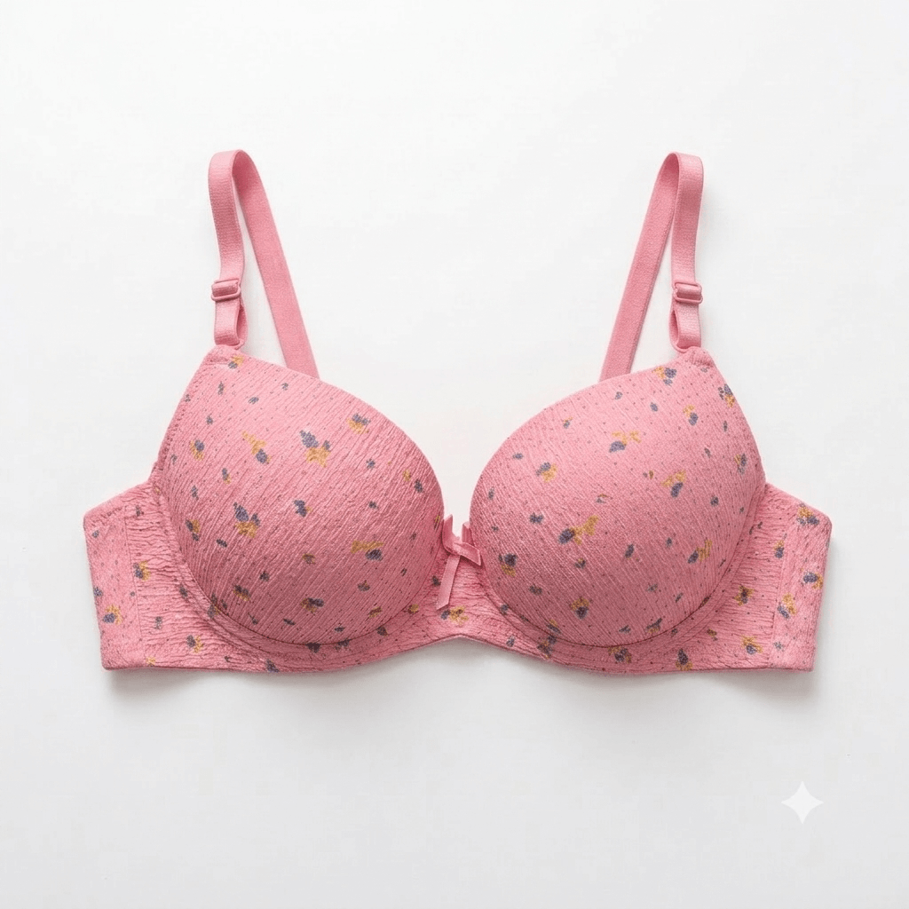 Nudra Ring Padded Single Push-Up Bra — Textured Floral Print