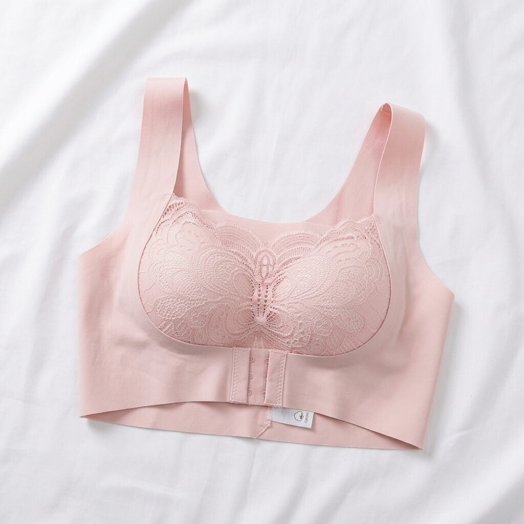 Nudra Wireless Front-Closure Lace Bra | No Underwire Comfort Bra