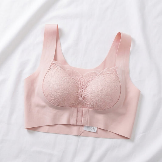 Nudra Wireless Front-Closure Lace Bra | No Underwire Comfort Bra