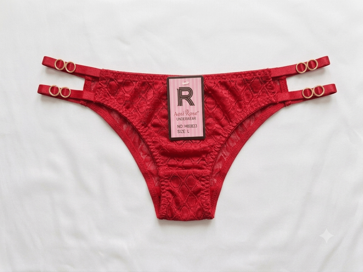 Aosi Rose Strappy Lace Panty — Multi-Strap O-Ring Design