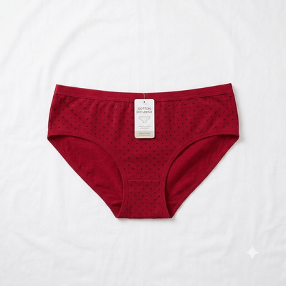 Red China Dot Design Curve and Comfort Cotton Briefs - Nudra Pakistan