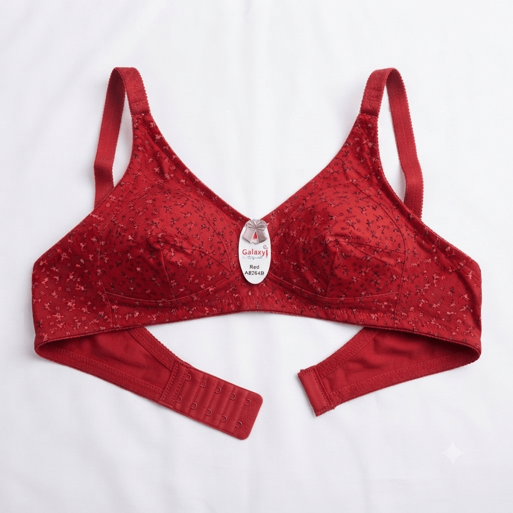 Red Galaxy Original Floral Print Non-Wired Everyday Bra - Nudra Pakistan