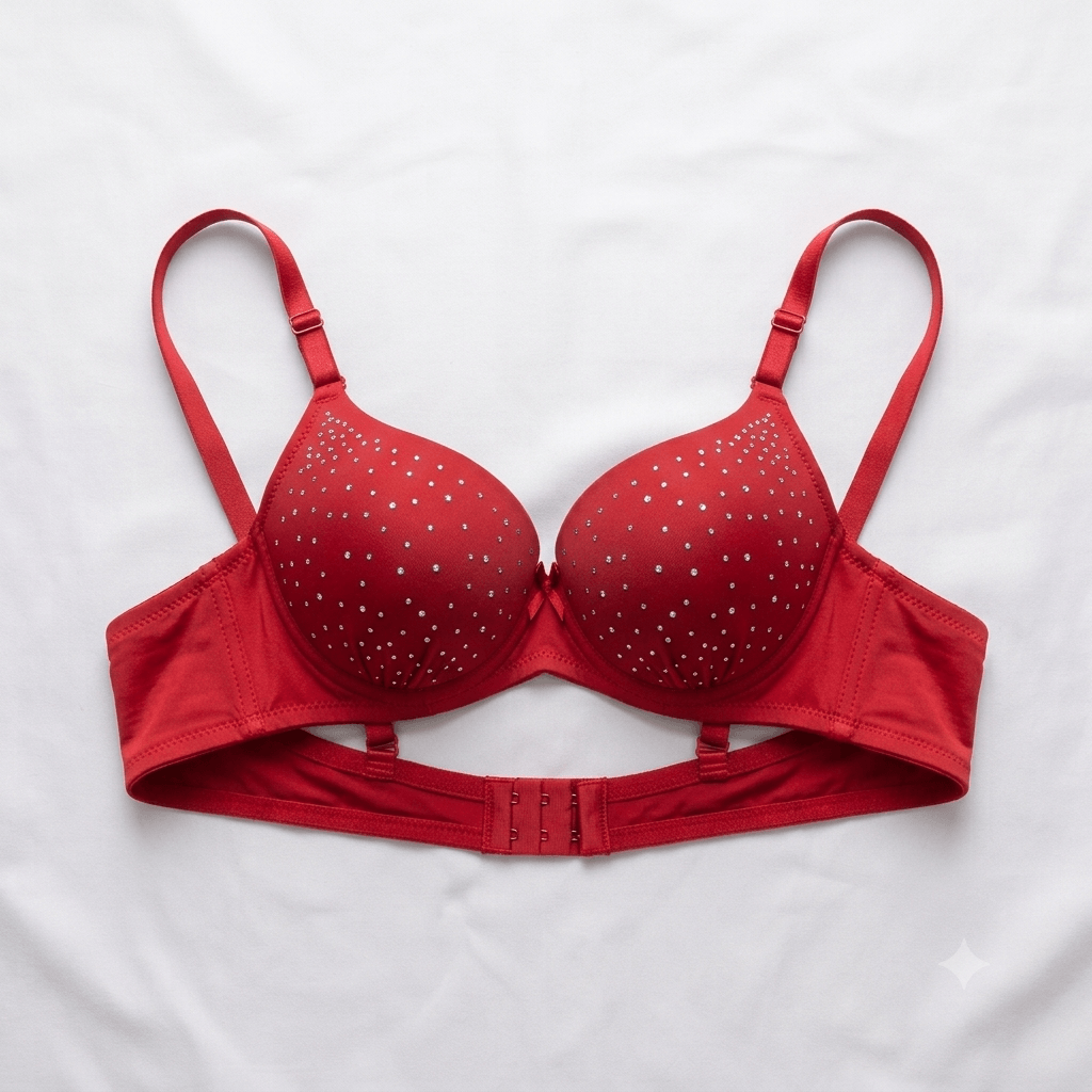 Vip Pink Diamante Studded Double Padded Push-Up Bra